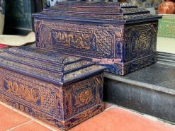 Quách tiểu sứ rồng xanh lam xám vẽ vàng