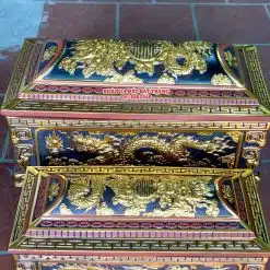 Quách tiểu sành Song Linh dát vàng cỡ Đại mái Vòm QTSA102