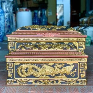 Quách tiểu sành Song Linh dát vàng cỡ Đại mái Vòm QTSA102