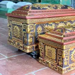 Quách tiểu sành Song Linh dát vàng cỡ Đại mái Vòm QTSA102