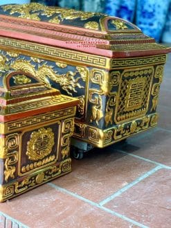 Quách tiểu sành Song Linh dát vàng cỡ Đại mái Vòm QTSA102