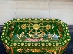 Quách tiểu sành bát giác hoa sen xanh bộ đội dát vàng