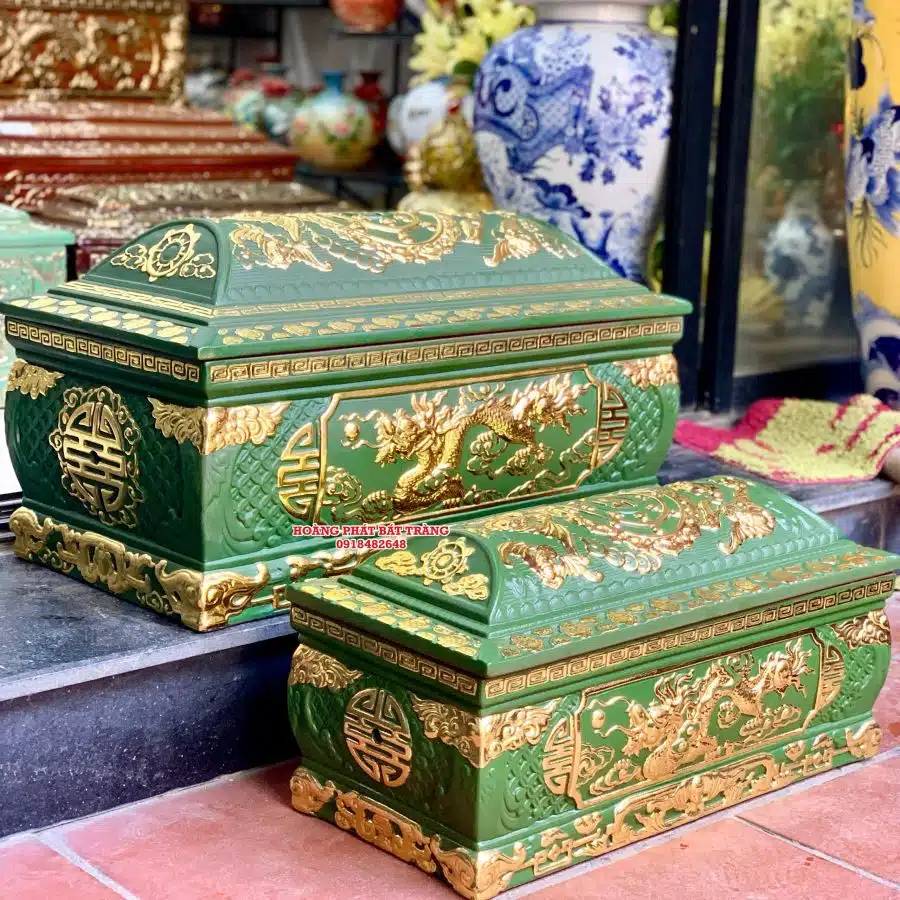 Quách tiểu sành rồng phình xanh bộ đội dát vàng QTSA99