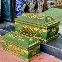 Quách tiểu sành rồng phình xanh bộ đội dát vàng QTSA99