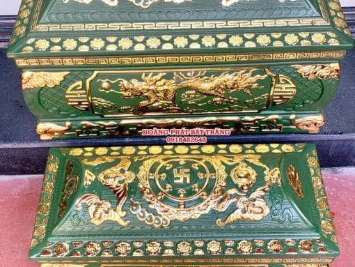 Quách tiểu sành rồng phình xanh bộ đội dát vàng QTSA99