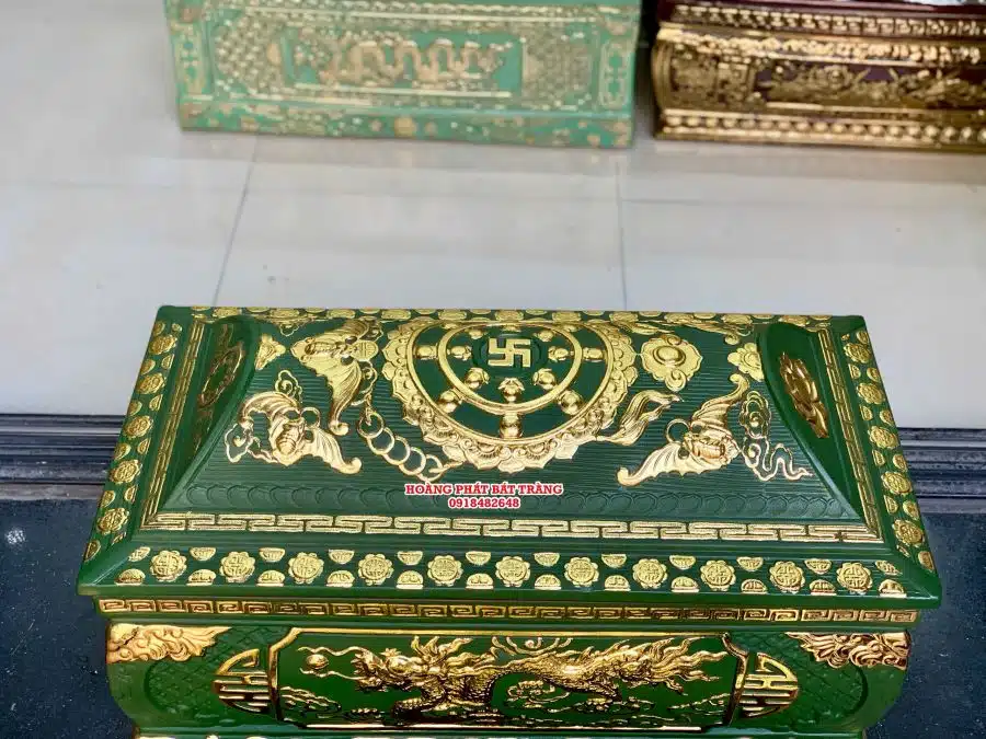 Quách tiểu sành rồng phình xanh bộ đội dát vàng QTSA99