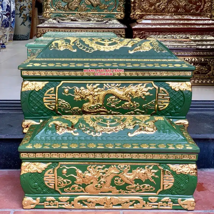 Quách tiểu sành rồng phình xanh bộ đội dát vàng QTSA99