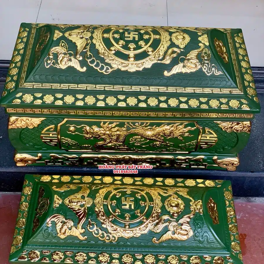 Quách tiểu sành rồng phình xanh bộ đội dát vàng QTSA99