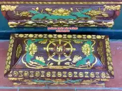 Quách tiểu sành sen phình lá xanh dát vàng cỡ Đại QTSA101