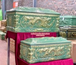 Quách tiểu sứ Rồng xanh ngọc vẽ nhũ QTSU457