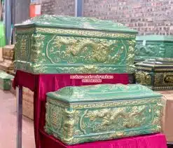 Quách tiểu sứ Rồng xanh ngọc vẽ nhũ QTSU457