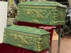 Quách tiểu sứ Rồng xanh ngọc vẽ nhũ QTSU457