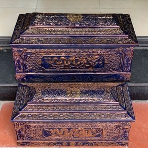 Quách tiểu sứ rồng xanh lam xám vẽ vàng