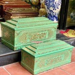 Quách tiểu sứ xanh ngọc vẽ vàng mái Vòm cỡ Đại