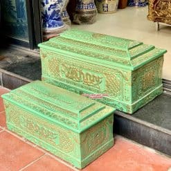 Quách tiểu sứ xanh ngọc vẽ vàng mái Vòm cỡ Đại