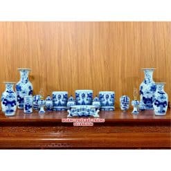 Bộ đồ thờ men lam Bát Tràng 6A