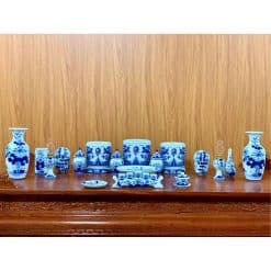 Bộ đồ thờ men lam Bát Tràng 05A