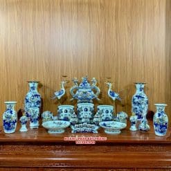 Alternative view of BỘ ĐỒ THỜ MEN LAM VẼ VÀNG BÁT TRÀNG 01C