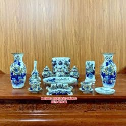 BỘ ĐỒ THỜ MEN LAM VẼ VÀNG BAN THẦN TÀI BTTT02