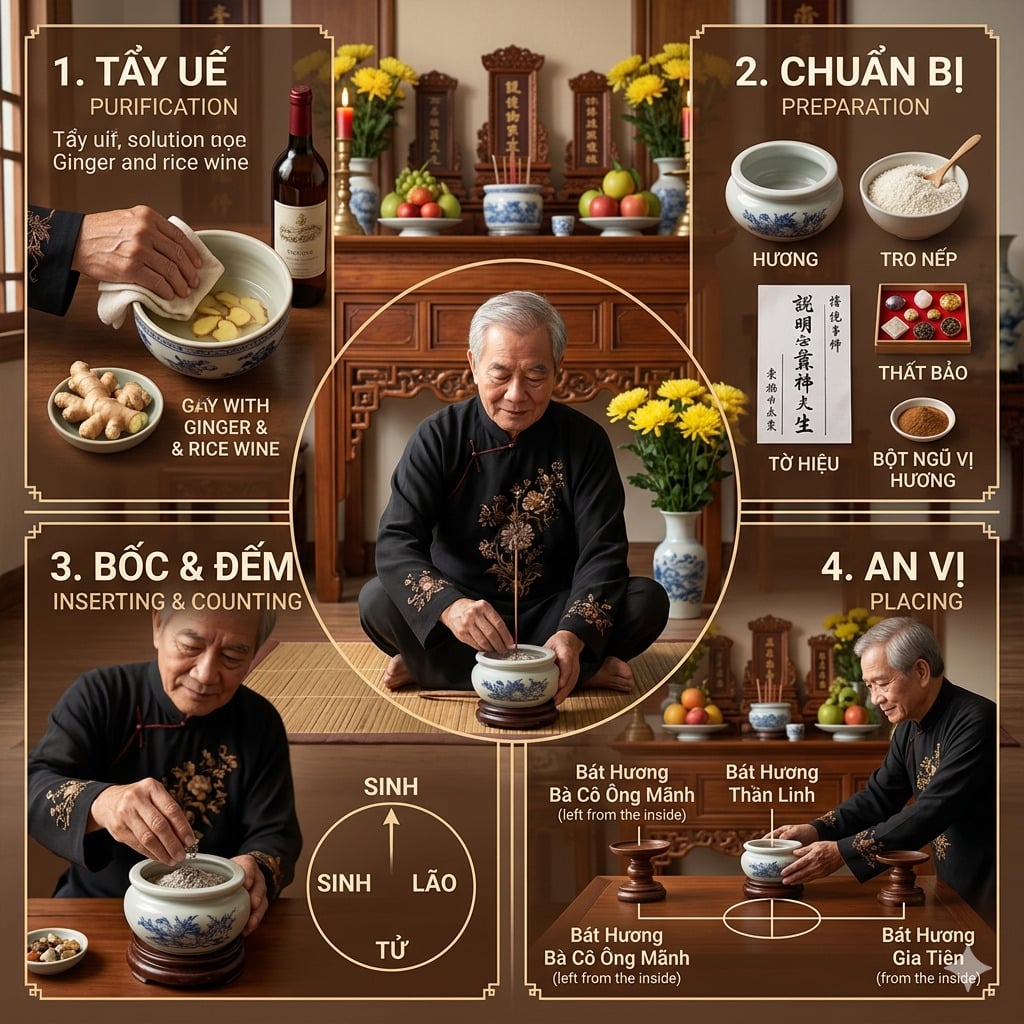 Cách bốc bát hương tại gia và quy trình an vị bát hương thần linh đúng nhất