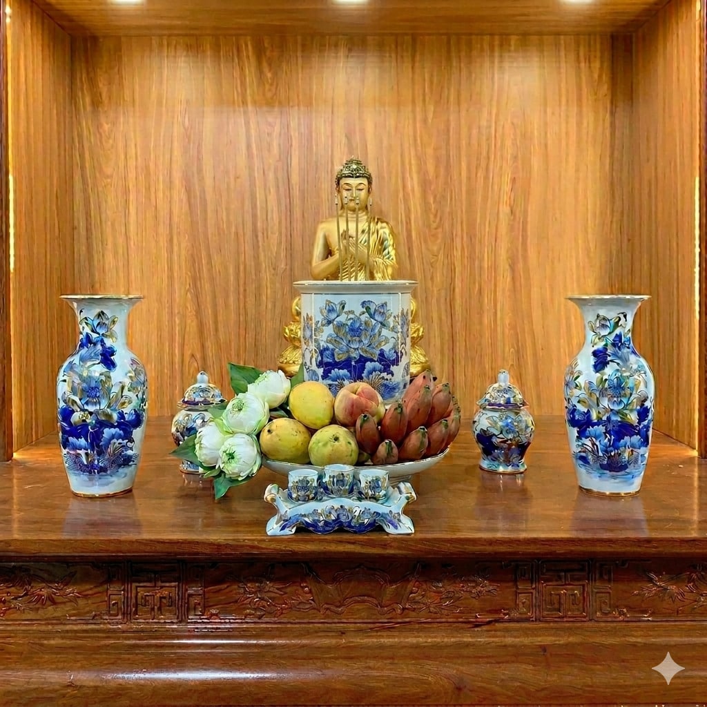 Hướng dẫn bài trí bàn thờ Phật tại gia chuẩn