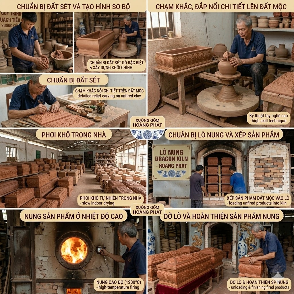 Quy trình chế tác Quách tiểu Bát Tràng