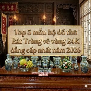 Top 5 mẫu bộ đồ thờ Bát Tràng vẽ vàng 24K đẳng cấp nhất năm 2026