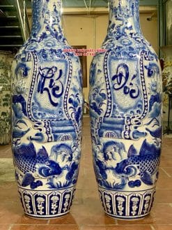 Lục bình sứ Phúc Đức cuốn thư nổi cao cấp