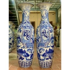 Lục bình sứ Phúc Đức cuốn thư nổi cao cấp