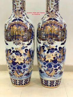 Lục bình sứ Phúc Đức câu đối vẽ vàng 24k