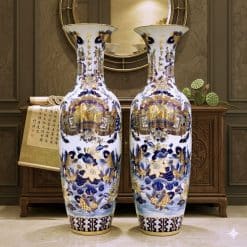 Lục bình sứ Phúc Đức câu đối vẽ vàng 24k