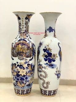 Lục bình sứ Phúc Đức câu đối vẽ vàng 24k