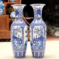 Lục bình sứ tứ quý men lam khử cao cấp 1m