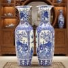 Lục bình sứ tứ quý men lam khử cao cấp 1m