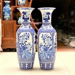 Lục bình sứ tứ quý men lam khử cao cấp 1m