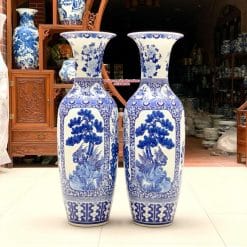 Lục bình sứ tứ quý men lam khử cao cấp 1m