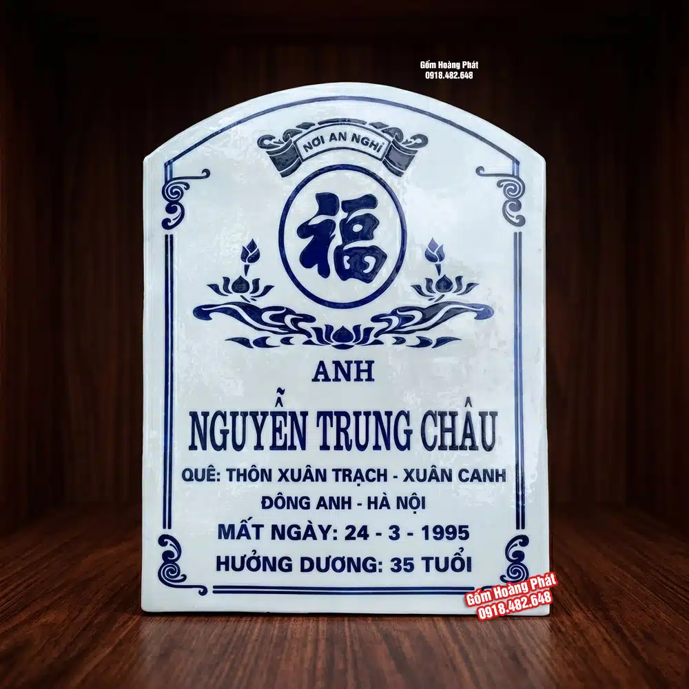Bia mộ nền trắng không ảnh, chữ đen, dáng vòm