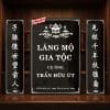 Bia mộ cho lăng mộ gia tộc chữ Hán, nền đen, chữ trắng