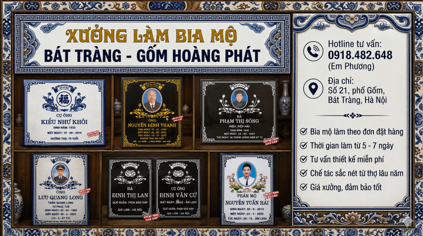 Bia mộ sứ Bát Tràng, bia mộ gốm sứ Bát Tràng