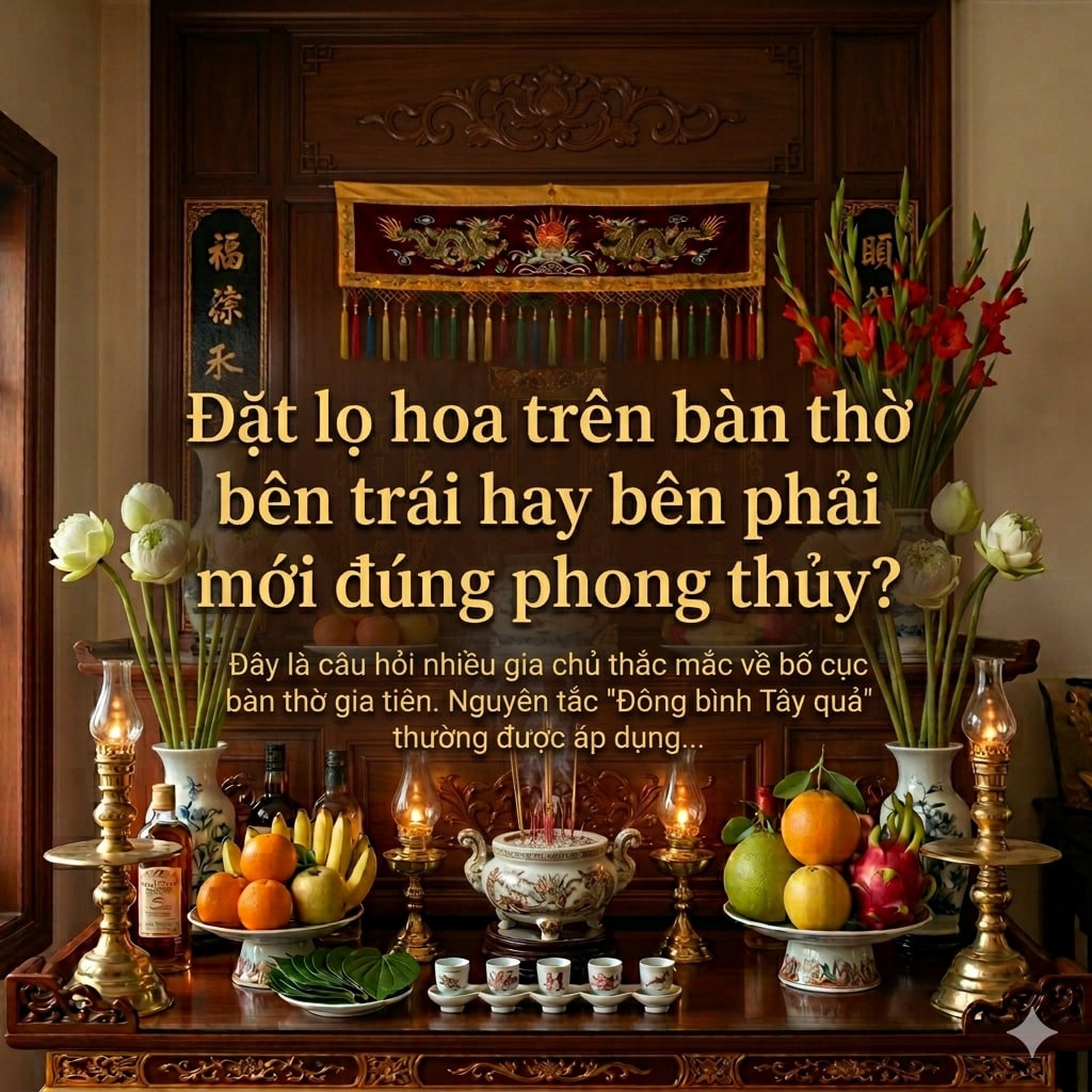 Đặt lọ hoa trên bàn thờ bên trái hay bên phải mới đúng phong thủy?