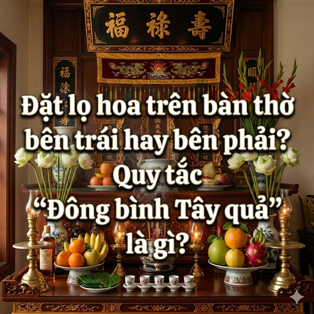 Đặt lọ hoa trên bàn thờ bên trái hay bên phải? Quy tắc "Đông bình Tây quả" là gì?