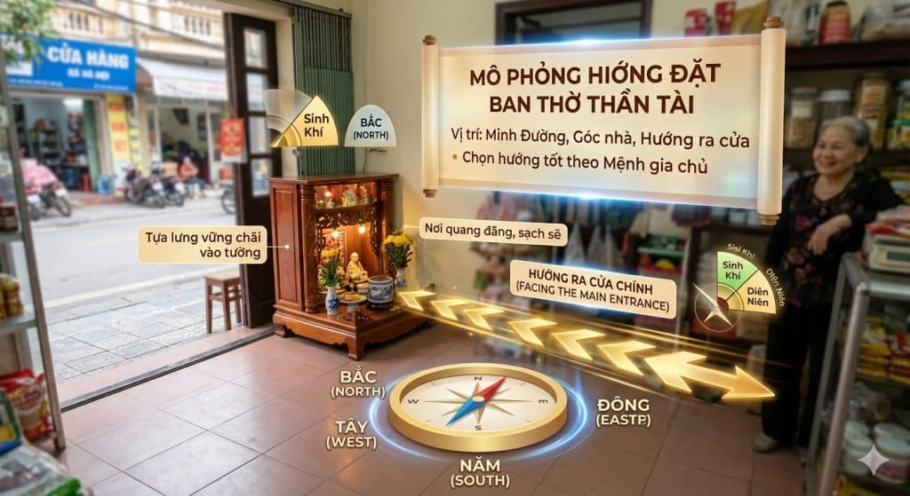 Hướng để ban thờ ông địa thần tài
