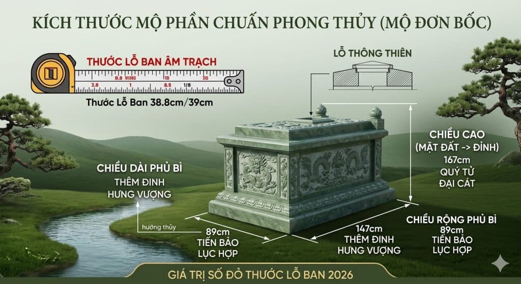 Kích thước huyệt mộ đào sẵn chuẩn phong thủy