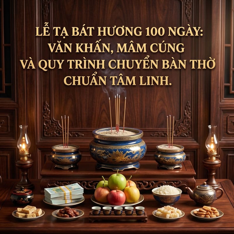 Lễ Tạ Bát Hương 100 Ngày: Văn Khấn, Mâm Cúng Và Quy Trình Chuyển Bàn Thờ Chuẩn Tâm Linh