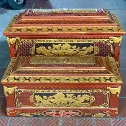 Quách tiểu sành Sen Vạn Phúc vẽ nhũ vàng cao cấp cỡ Đại QTSA103
