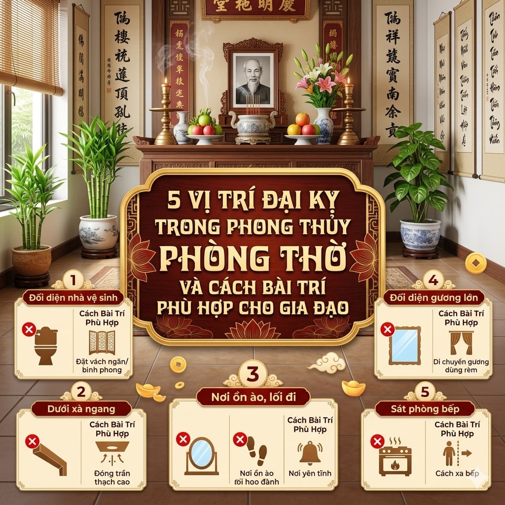5 Vị Trí Đại Kỵ Trong Phong Thủy Phòng Thờ Và Cách Bài Trí Phù Hợp Cho Gia Đạo