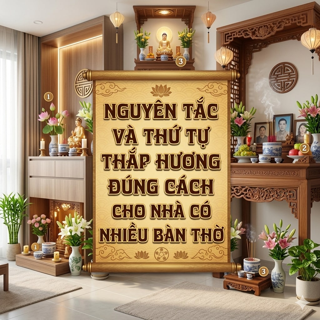 Nguyên Tắc Và Thứ Tự Thắp Hương Đúng Cách Cho Nhà Có Nhiều Bàn Thờ