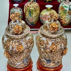 Chóe công danh phú quý men rạn đắp nổi vẽ vàng 24k