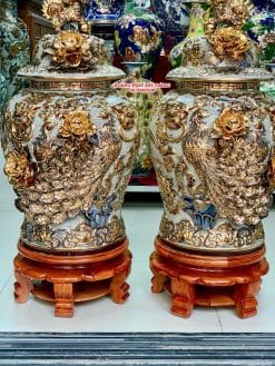 Chóe công danh phú quý men rạn đắp nổi vẽ vàng 24k