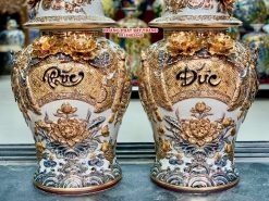 Chóe phong thủy Phúc Đức men rạn đắp nổi kênh 40L